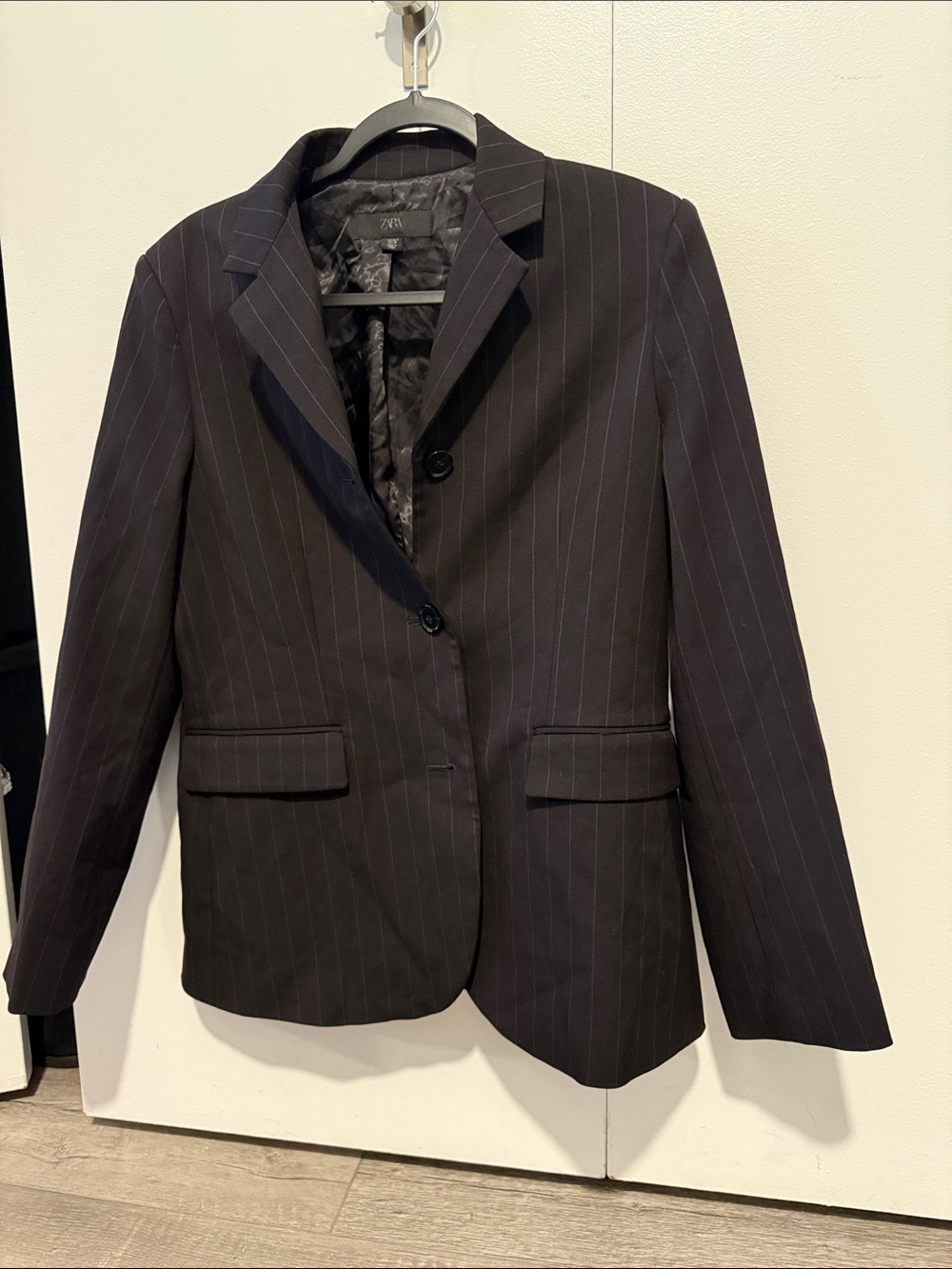 Zara Black Pinstripe Tailored Blazer